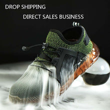 Load image into Gallery viewer, Men's Outdoor Breathable Mesh Light &amp; Comfortable Steel Toe Protective Work Shoes Boots Men Summer Puncture Proof Safety Shoes